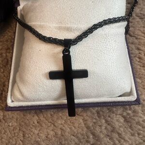 Black Cross Pendant Necklace